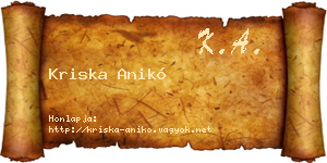 Kriska Anikó névjegykártya